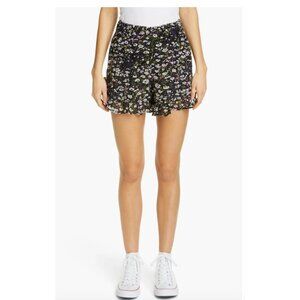 GANNI Floral Print Georgette High-Rise Shorts Size 36 (4)